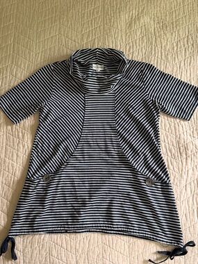neon buddha Navy and White Striped Top